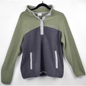 Columbia Olive Green and Charcoal Gray Half-Snap Fleece Pullover